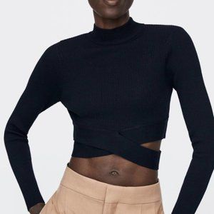 Zara black cropped sweater NWT
